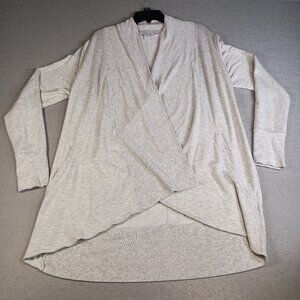ATHLETA Women's Pranayama Restore Wrap Cardigan Gray Size XL Thumbholes/Pocket